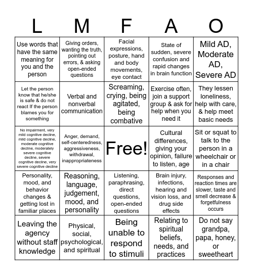 CNA BINGOOOOOO Bingo Card