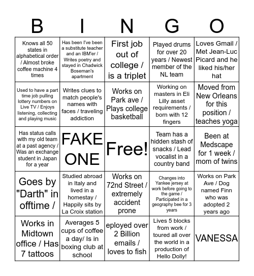 Meet and Greet Bingo! Bingo Card