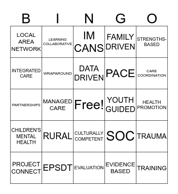 SYSTEM OF CARE Bingo Card