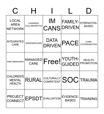 SYSTEM OF CARE Bingo Card