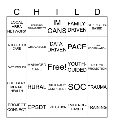 SYSTEM OF CARE Bingo Card