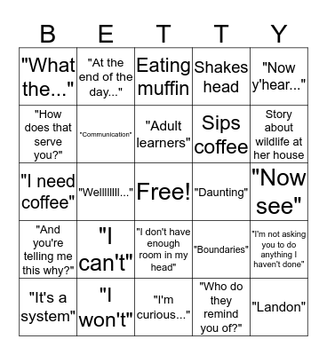 Betty Bingo Card