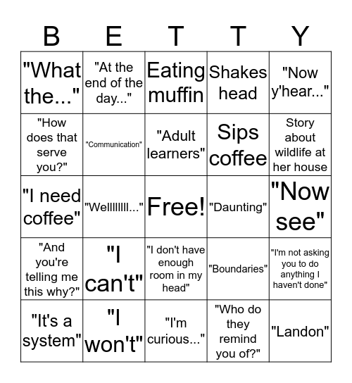 Betty Bingo Card