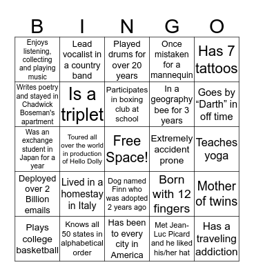 Meet and Greet Bingo! Bingo Card