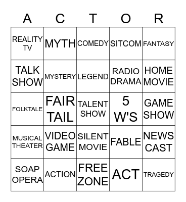 THEATER BINGO Card