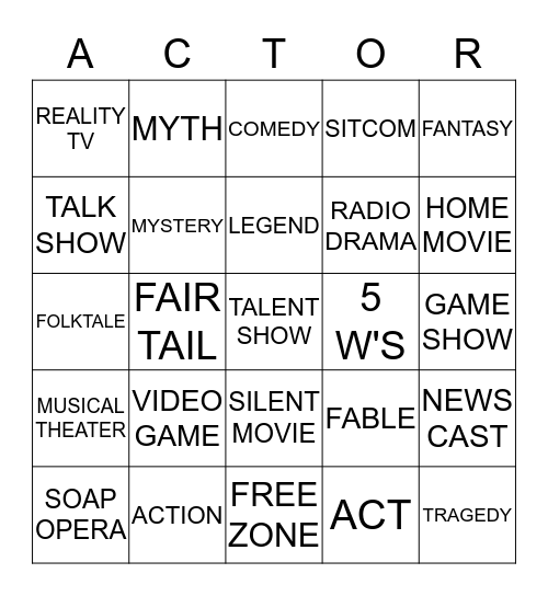 THEATER BINGO Card