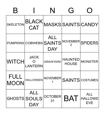 HALLOWEEN Bingo Card