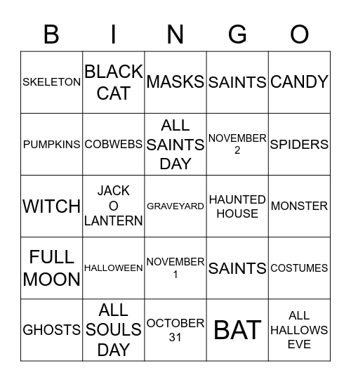 HALLOWEEN Bingo Card