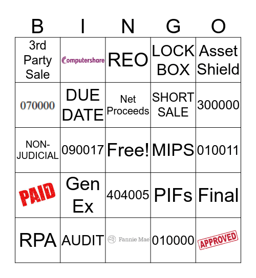 CLAIMS Bingo Card