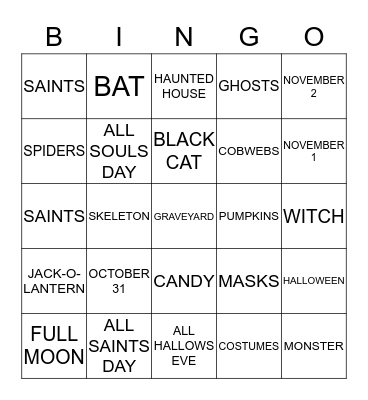 HALLOWEEN Bingo Card