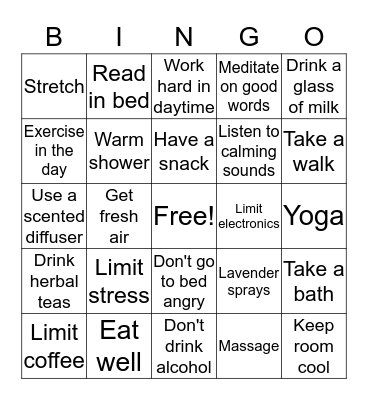 Sleep Well! Bingo Card