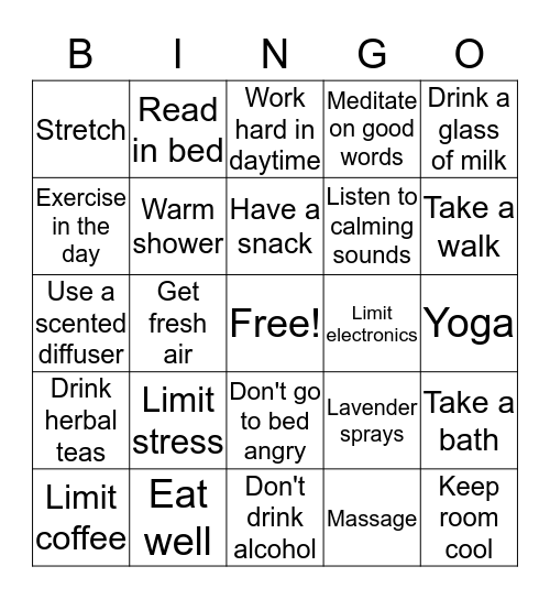Sleep Well! Bingo Card