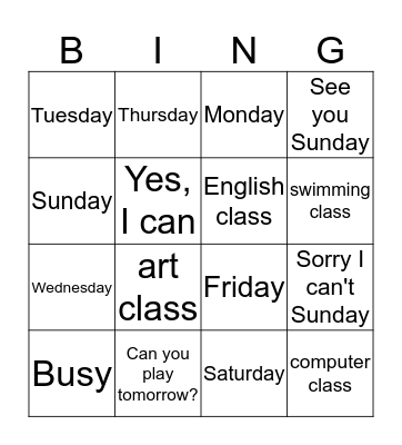 green unit 5 Bingo Card