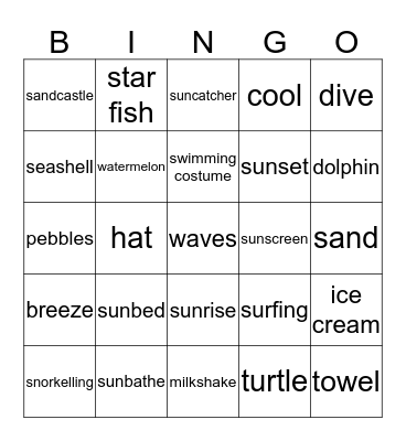 Summer  Bingo Card