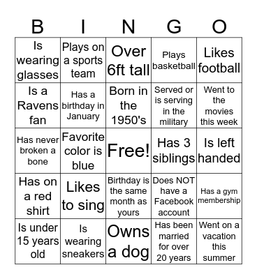 Pittman/Wilkins Bingo Card