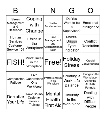 HR Training Bingo Card