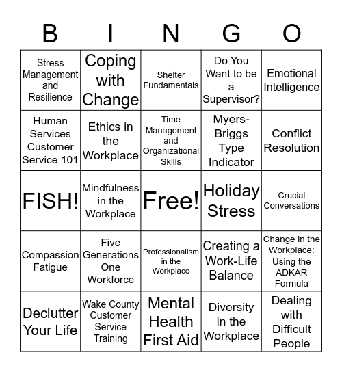 HR Training Bingo Card