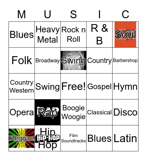 Musical Genre Bingo Card