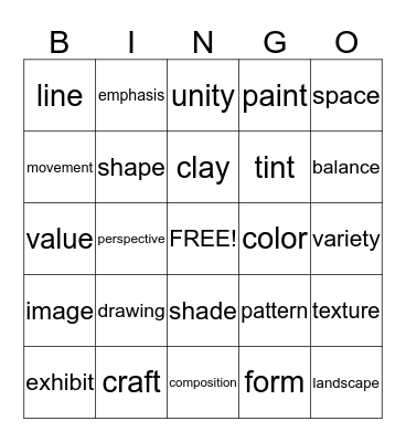 Art Bingo Card