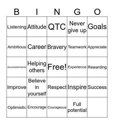 Motivational Bingo Card