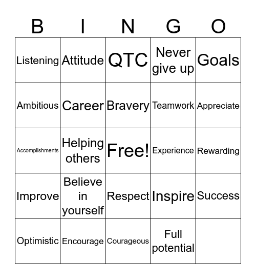Motivational Bingo Card