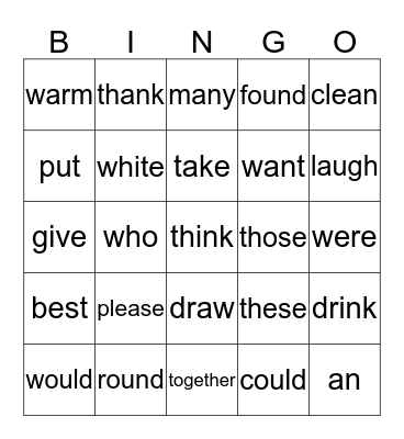 Daniel’s sight words Bingo Card