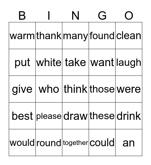 Daniel’s sight words Bingo Card