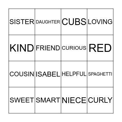 OLIVIA Bingo Card