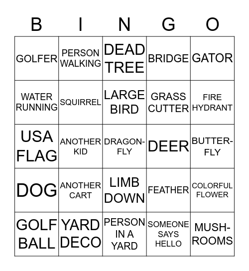 GOLF  CART  BINGO Card