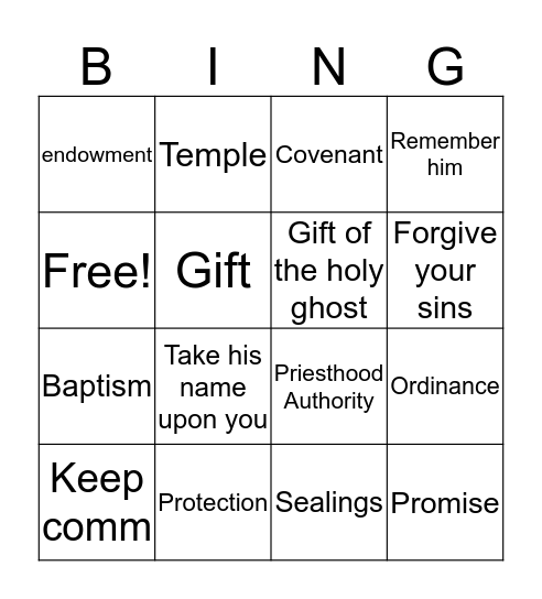 Ordinance and covenant bingo Card