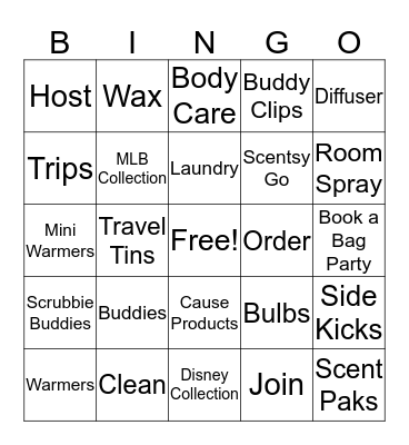 Scentsy Bingo Card