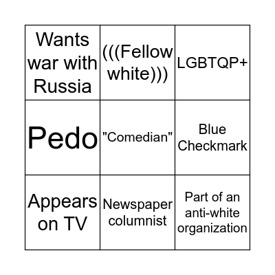 Anti-White Bingo! Bingo Card