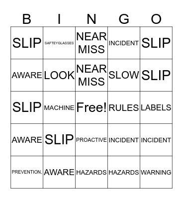 SAFETY BINGO Card