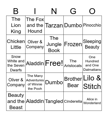 Disney Bingo! Bingo Card