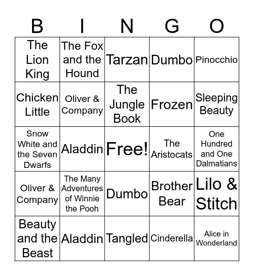 Disney Bingo! Bingo Card