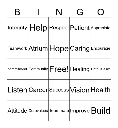 TEAMWORK BINGO Card
