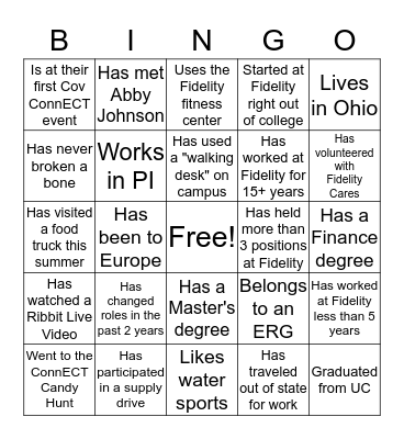 Find someone who... Bingo Card