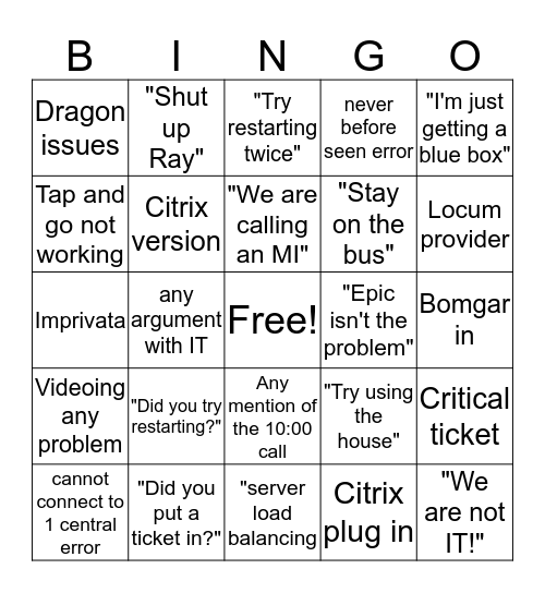 CI bingo Card