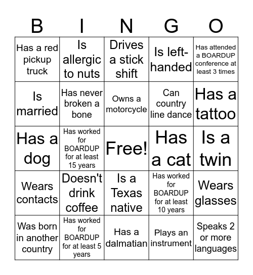 BOARDUP Bingo Card