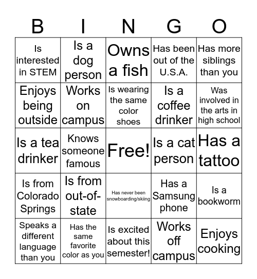 Community Bingo Card