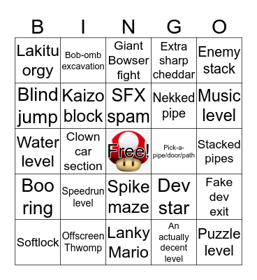 Super Mario Misery! Bingo Card
