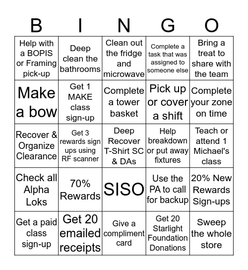 9819 BINGO Card