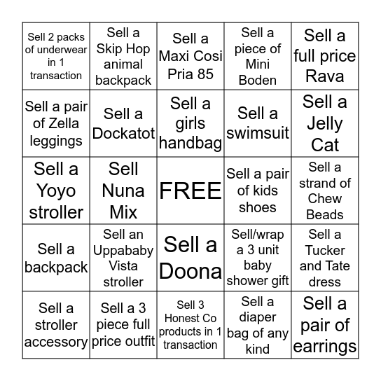 Full Priced Merch BINGO!!! Bingo Card