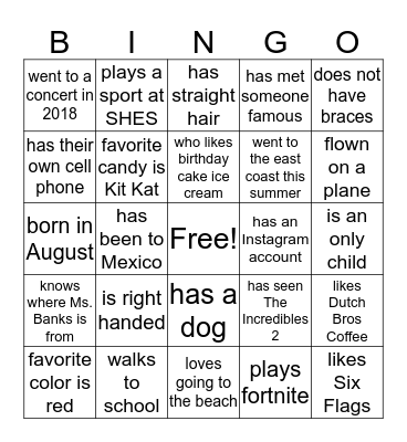 Find Someone Who . . . Bingo Card