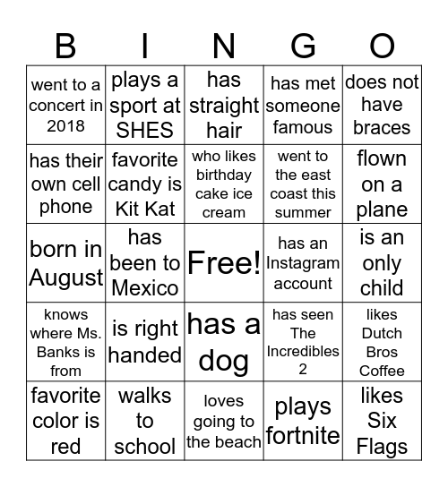 Find Someone Who . . . Bingo Card