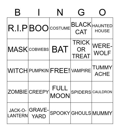 Fall Party Bingo Card
