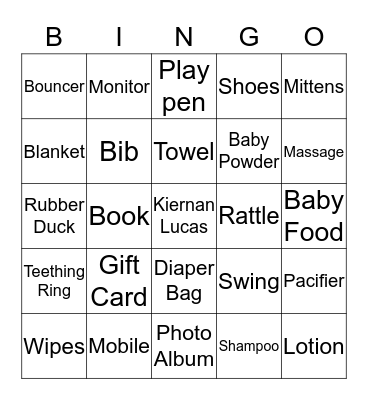 Baby Bingo Card