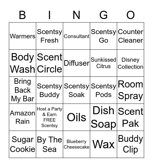 Amanda's Scentsy Bingo Card