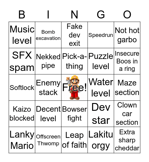 Super Mario Misery Bingo! Bingo Card