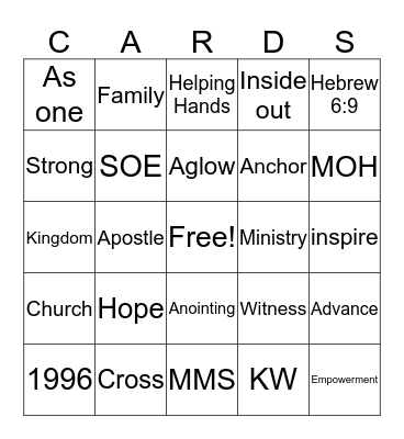 #HopeStrong Family Feast Bingo Card